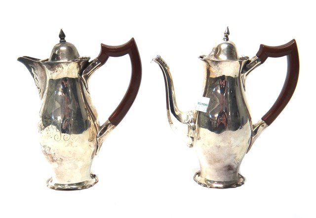 Appraisal: A silver two piece cafe au lait set comprising a