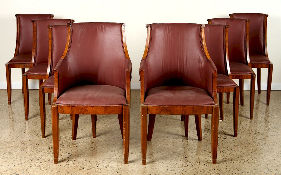 Appraisal: SET FRENCH ROSEWOOD ART DECO DINING CHAIRS A large and