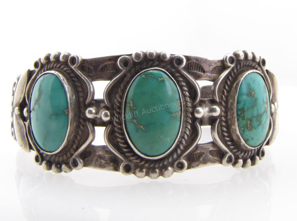 Appraisal: A sterling silver cuff railroad bracelet unmarked attributed to Fred