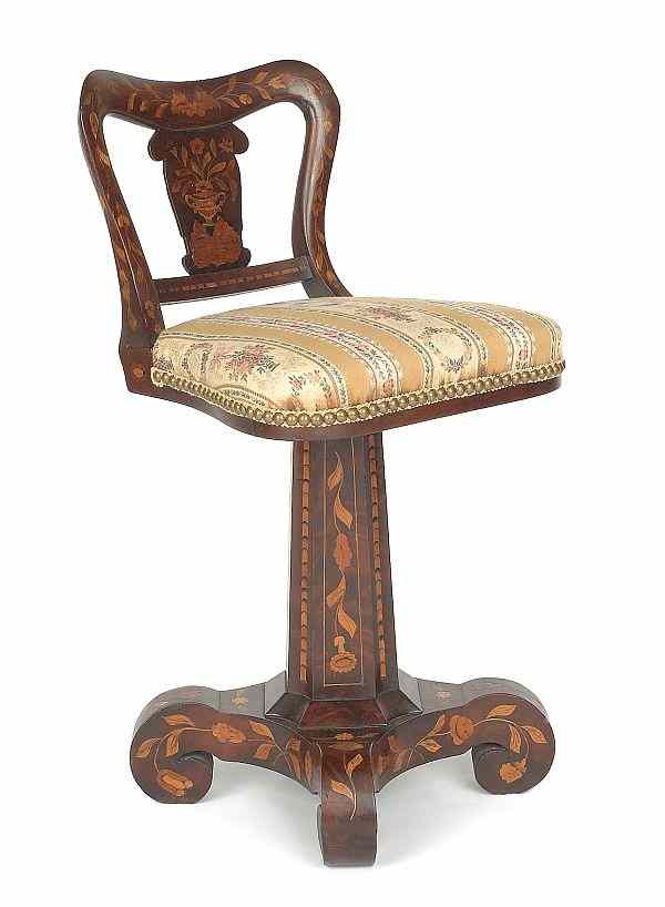 Appraisal: Dutch marquetry inlaid child's swivel chair ca