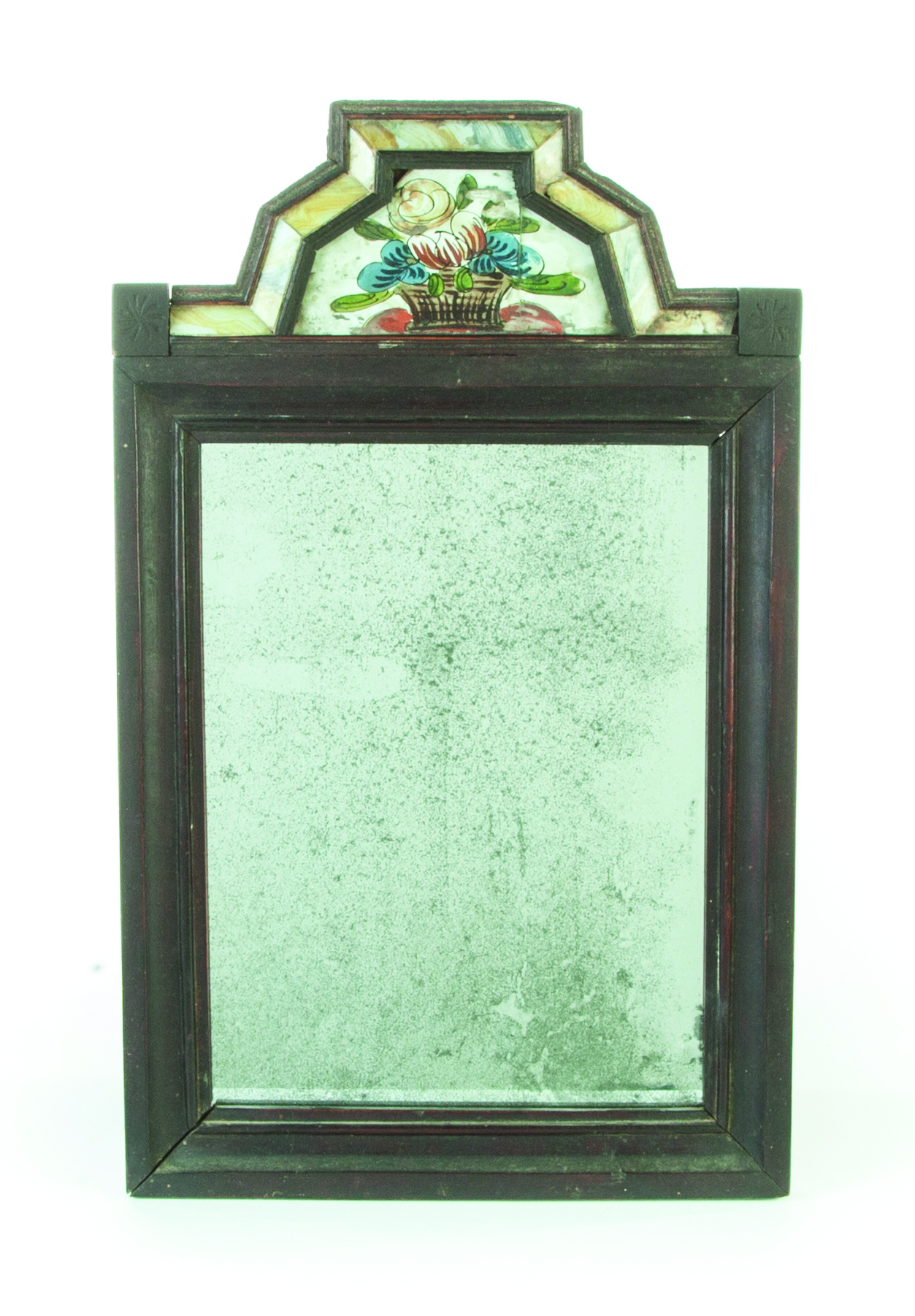 Appraisal: AMERICAN COURTING MIRROR Mid th century Pine frame with reverse