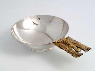 Appraisal: A modern limited edition parcelgilt nut dish commissed by the