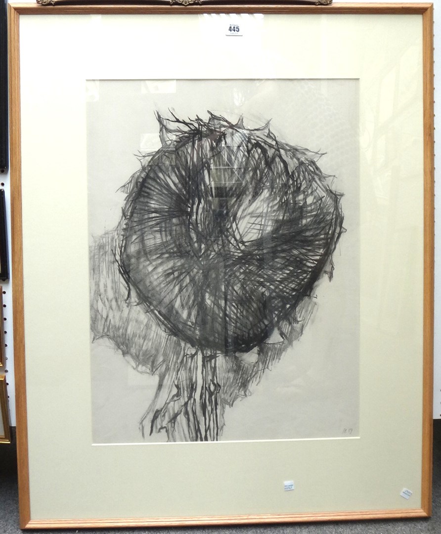 Appraisal: Peter Coker - Sunflower head charcoal signed with initials and