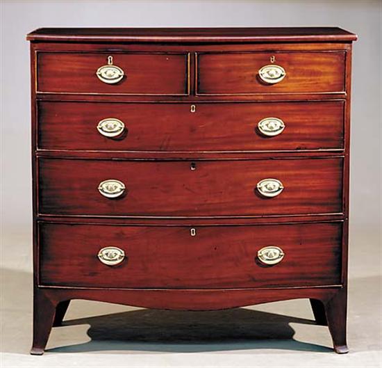 Appraisal: Georgian style mahogany bow front chest of drawers circa shaped