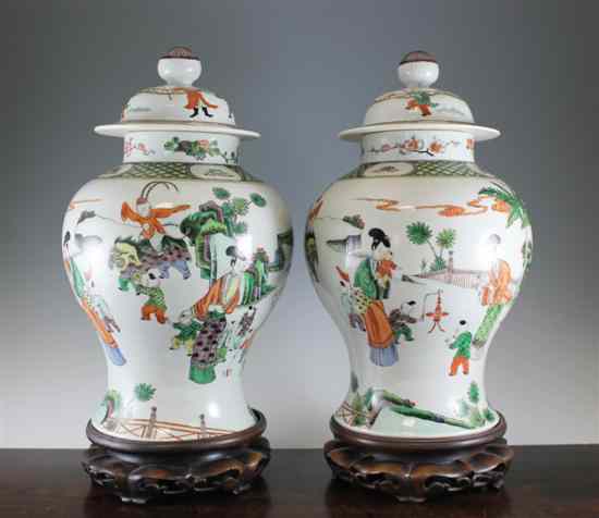 Appraisal: A pair of large Chinese famille verte baluster vases and