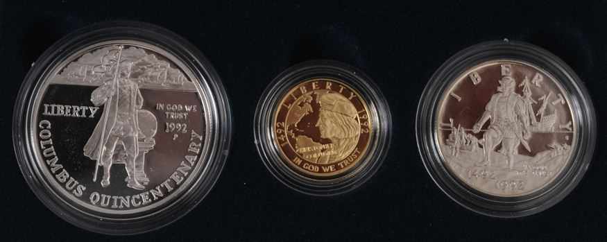 Appraisal: UNITED STATES COLUMBUS QUINCENTENARY THREE COIN PROOF SET As issued