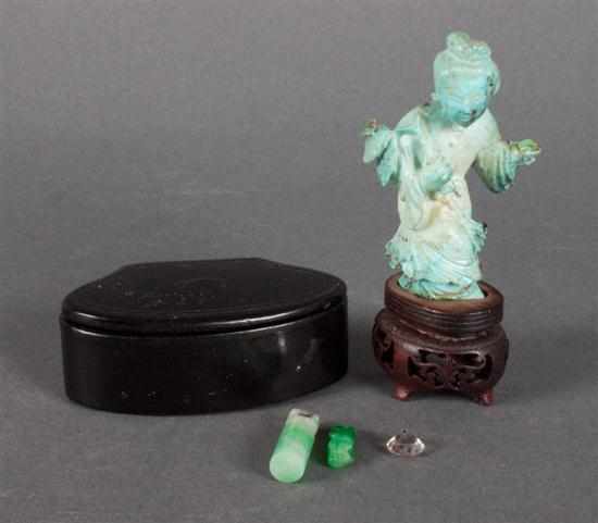 Appraisal: Chinese carved turquoise figure of a lady of the court