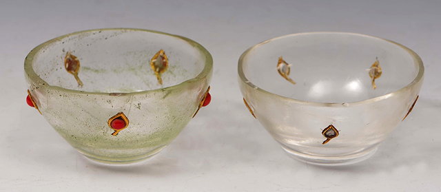 Appraisal: A PAIR OF MUGHAL ROCK CRYSTAL MINIATURE BOWLS one with