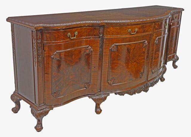 Appraisal: Chippendale style mahogany sideboard th c having shaped top with