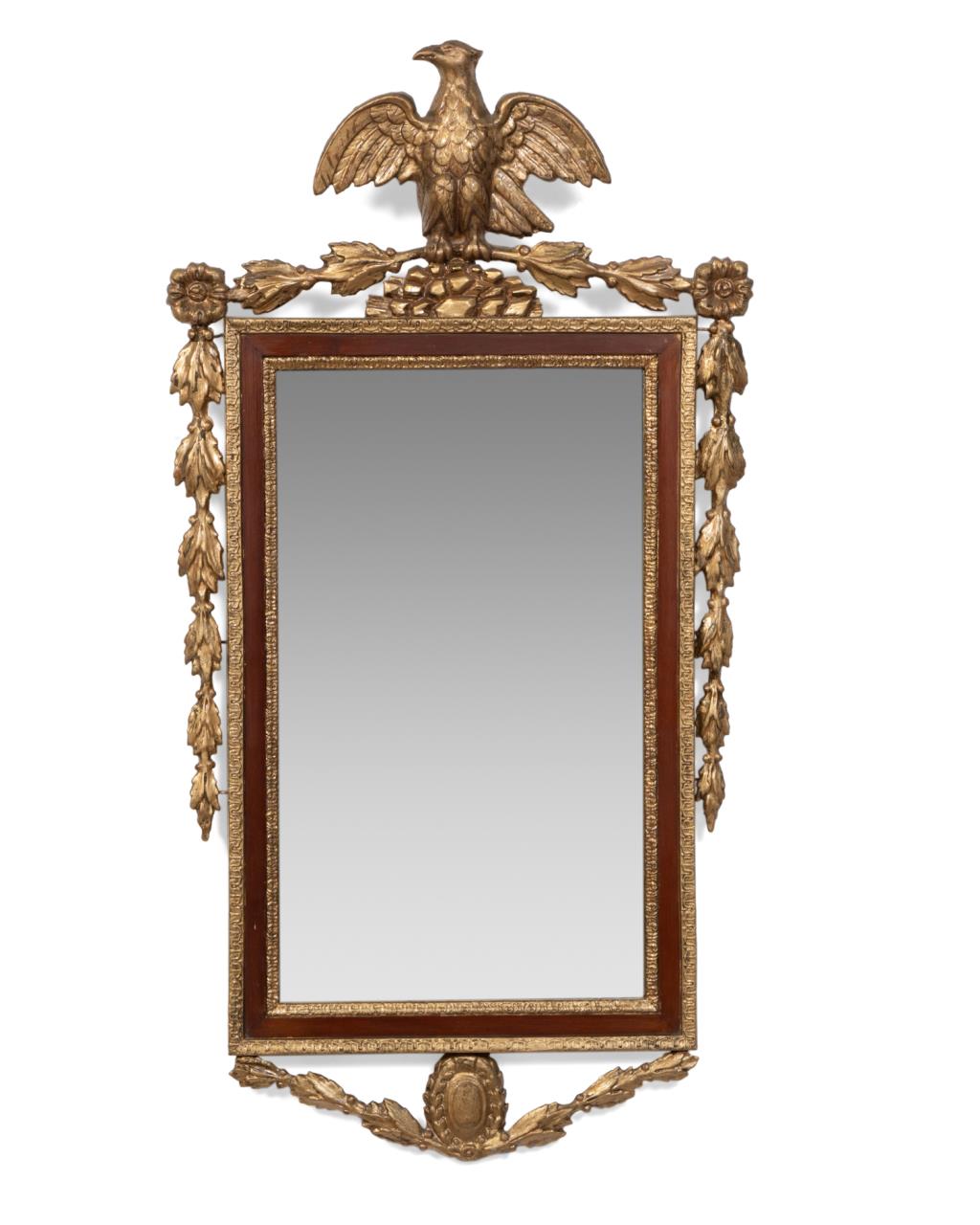 Appraisal: SM FEDERAL STYLE PARCEL GILT EAGLE CREST MIRROR Small American