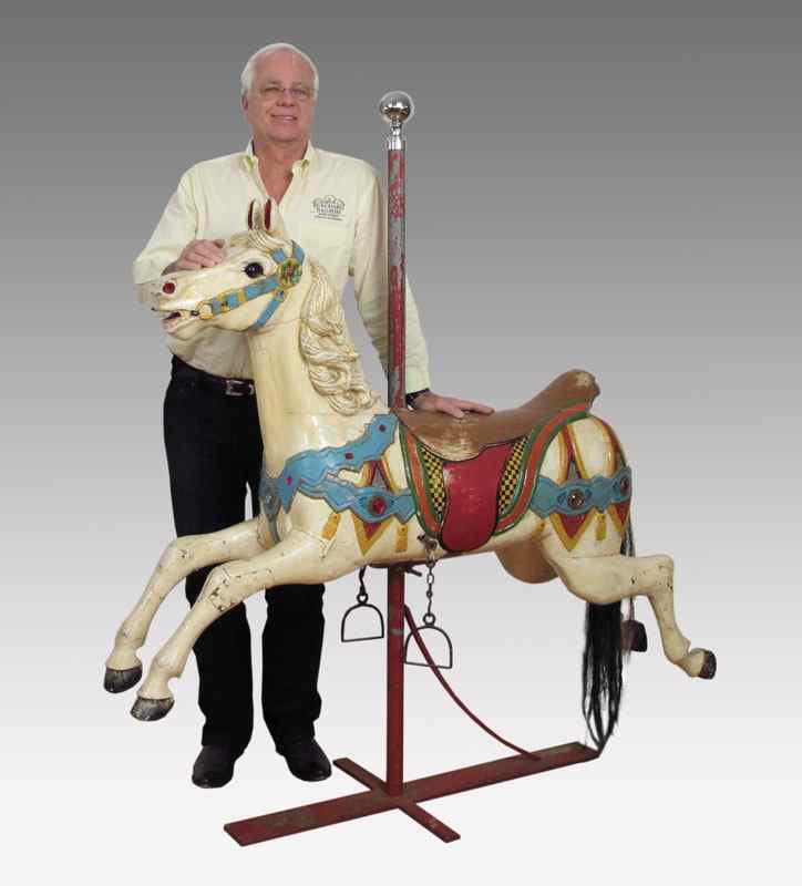 Appraisal: EARLY HAND CARVED ''INSIDE JUMPER'' CAROUSEL HORSE Solid body pieced