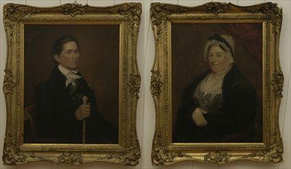 Appraisal: Pair of American School Oil on Canvas Portraits of Mr