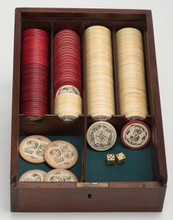 Appraisal: Cased Set of Ivory Poker Chips American ca Including four