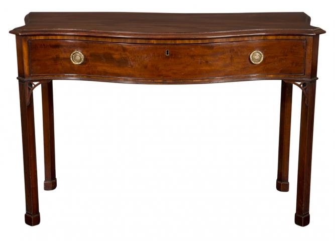 Appraisal: George III Style Mahogany Serving Table The serpentine front with