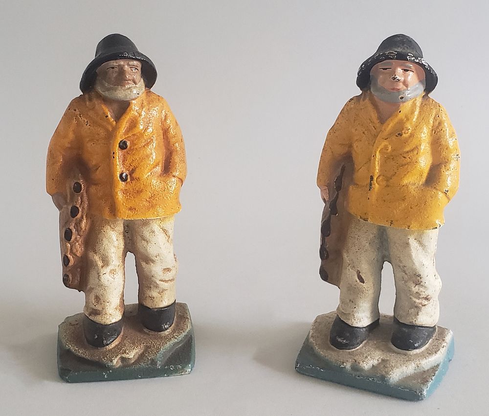 Appraisal: Pair of Vintage Cast Iron Old Salt Fisherman Doorstops Pair