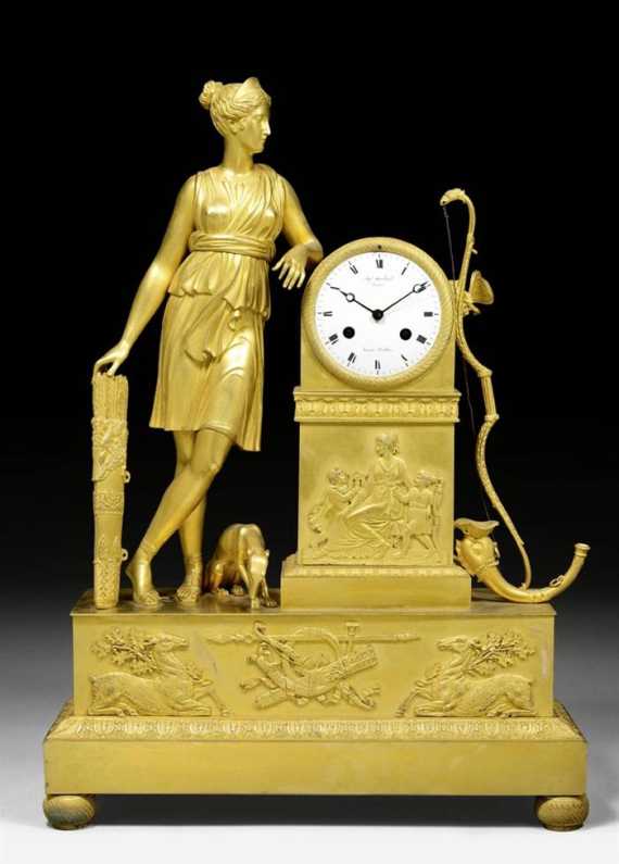 Appraisal: MANTEL CLOCK DIANE CHASSERESSE Empire the dial signed AUG TE