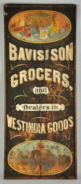 Appraisal: Wooden Bavis Son Grocers Trade Sign Description Circa to Beautiful