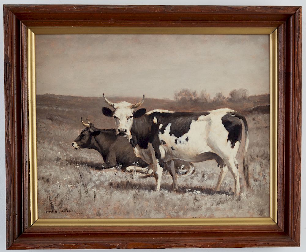 Appraisal: Thomas Craig Cows Oil on Canvas Thomas Craig - Oil