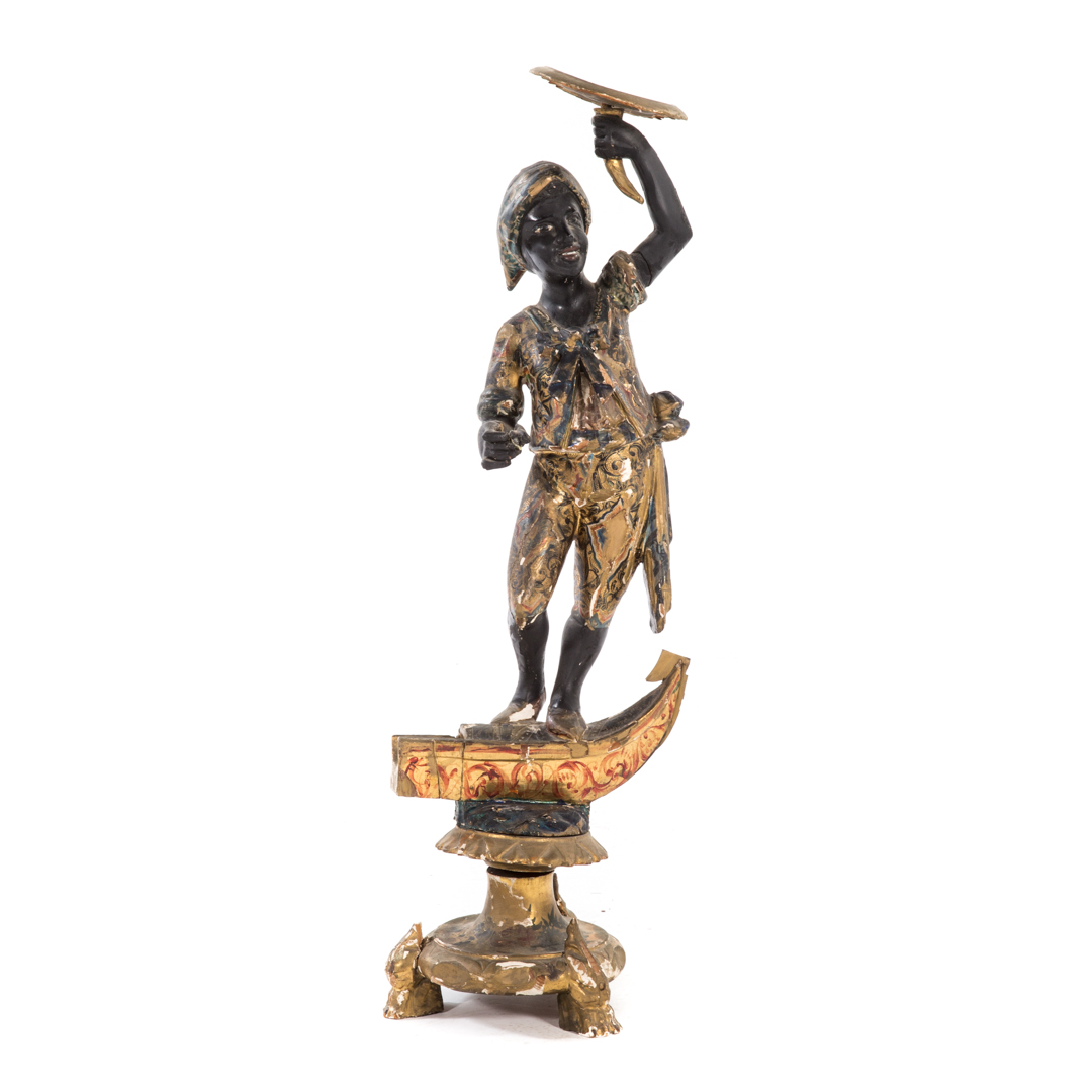 Appraisal: Continental carved and polychromed blackamoor th century probably Venetian figure