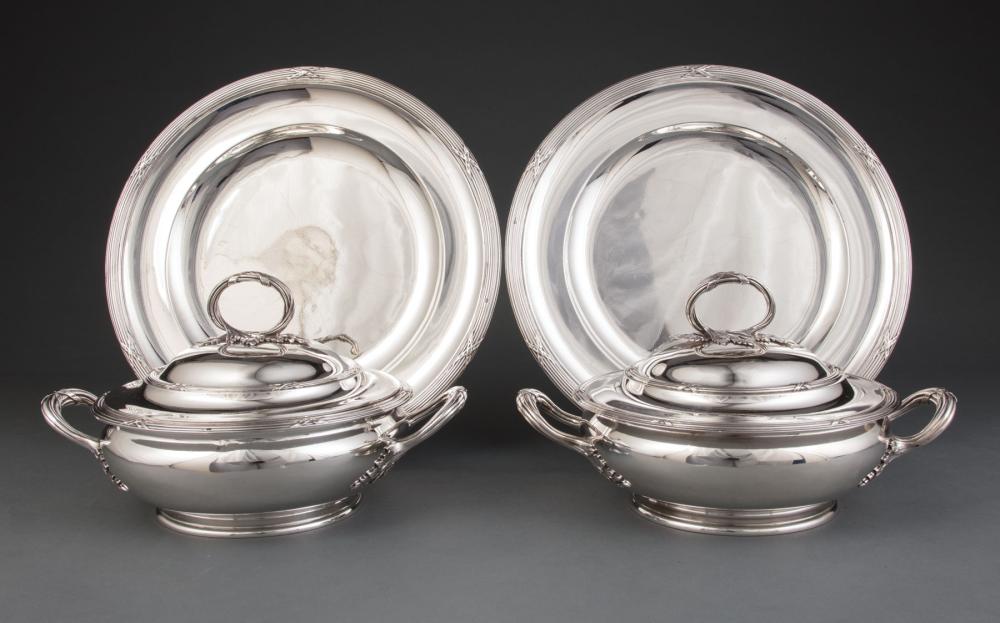 Appraisal: Pair of French st Standard Silver Covered Vegetable Tureens and