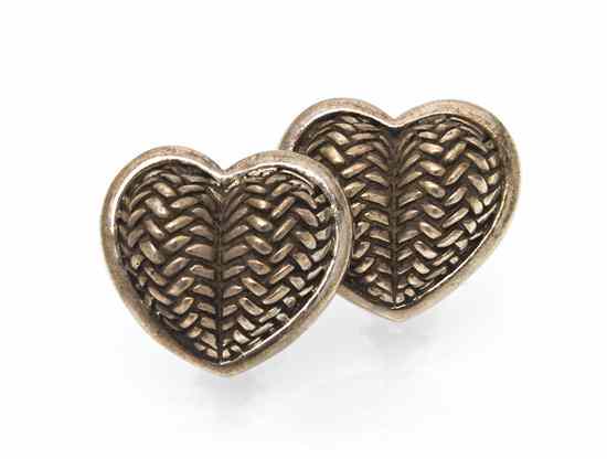 Appraisal: A Pair of Sterling Silver Basketweave Earclips Kieselstein-Cord in a