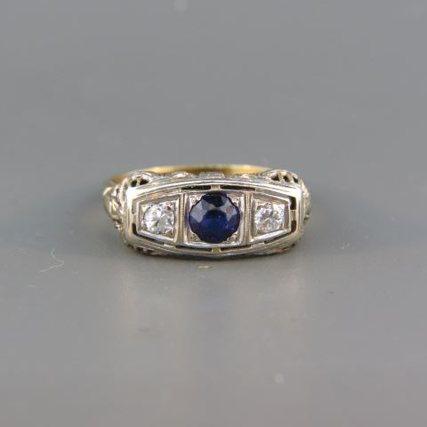 Appraisal: Diamond Sapphire Ring carat round sapphire with carat round diamond