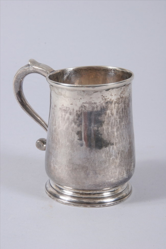 Appraisal: GEORGE II SILVER CANN WITH SCROLL HANDLE Francis Spilsbury London