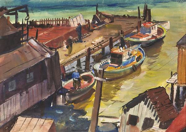 Appraisal: Maurice Logan - Sunlight on the pier signed 'Maurice Logan'