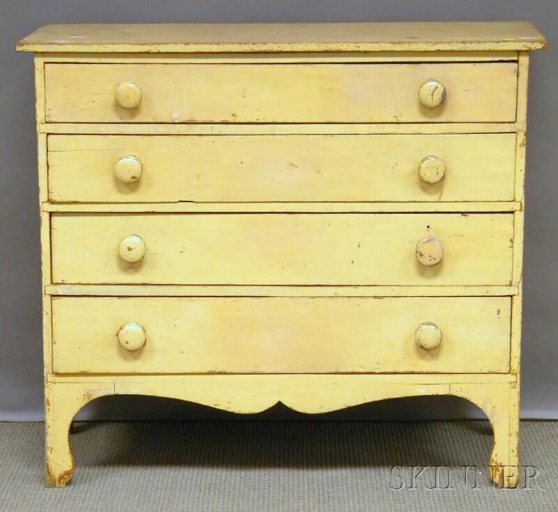 Appraisal: Pale Yellow-painted Federal Four-drawer Chest ht wd in Provenance Estate