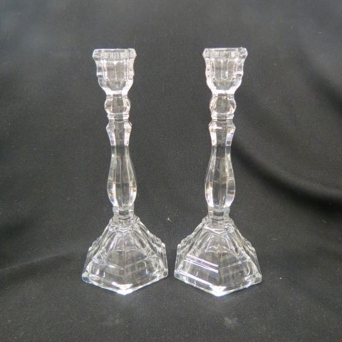 Appraisal: Pair of Tiffany Crystal Candlesticks classic design signed excellent