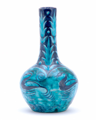 Appraisal: WILLIAM DE MORGAN Bottle-shaped bud vase painted in the Persian