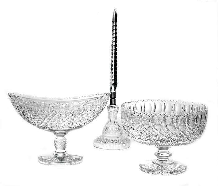 Appraisal: A WATERFORD CRYSTAL CENTRE BOWL A WATERFORD CRYSTAL OBELISK AND