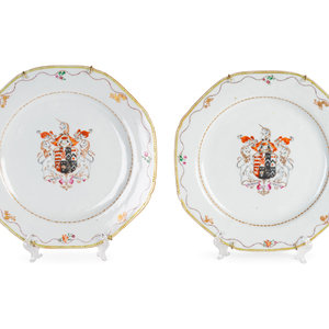 Appraisal: A Pair of Chinese Export Porcelain Armorial Plates LATE TH