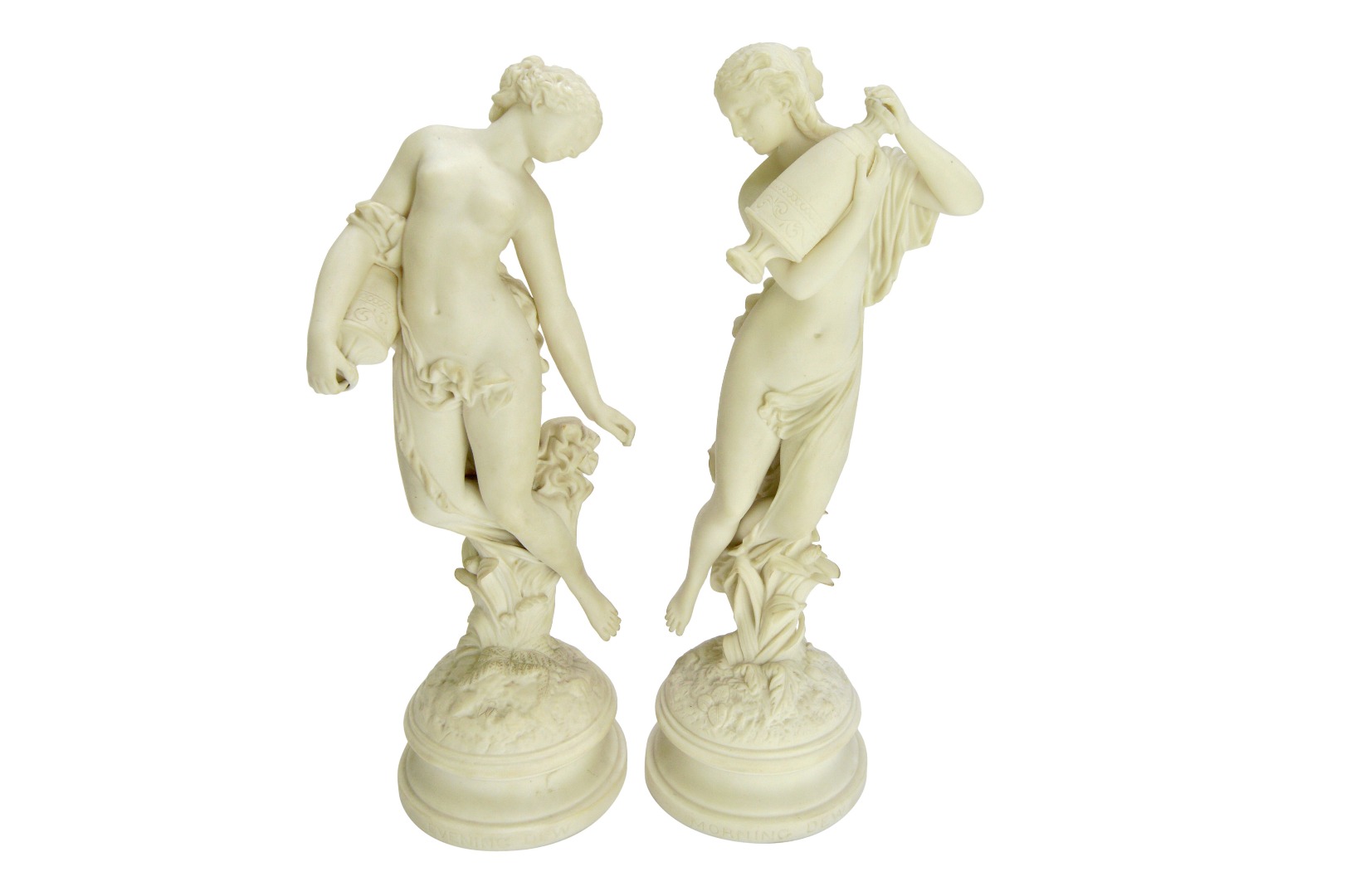 Appraisal: A pair of parian ware figures 'Morning Dew' and 'Evening