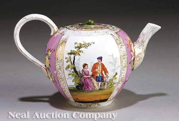 Appraisal: A Meissen Porcelain Outside Decorated Teapot th c polychrome and