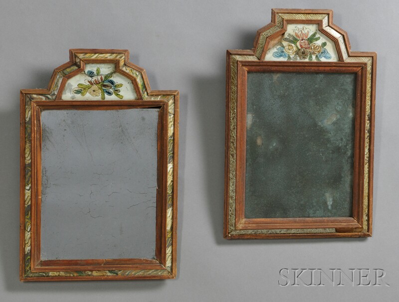 Appraisal: Two Courting Mirrors northern Europe late th century the molded