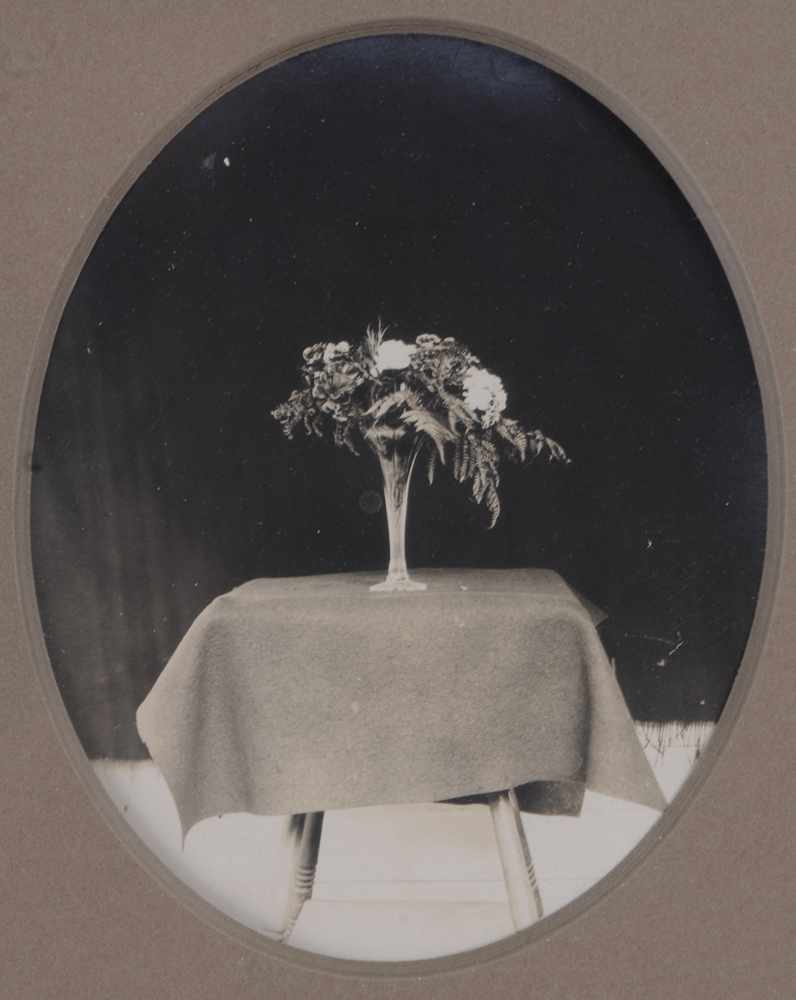 Appraisal: UNKNOWN C STILL LIFE WITH FLOWERS AND VASE Silver print