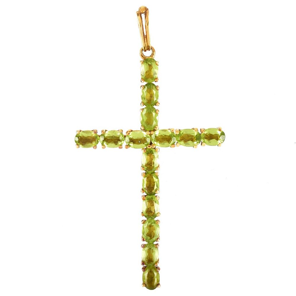 Appraisal: Vintage Tiffany Peridot and K Gold Cross Pendant Vintage Tiffany