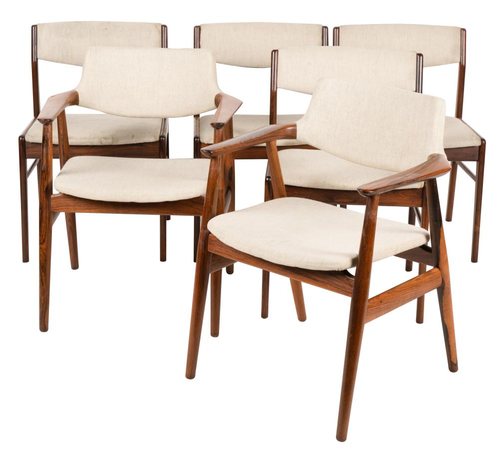 Appraisal: SET OF SIX DANISH MODERN ROSEWOOD DINING CHAIRSmanufacturer unknown ink-stamped