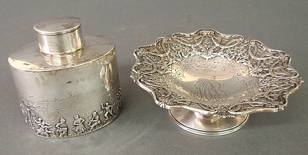 Appraisal: - English silver tea caddy h th c and a