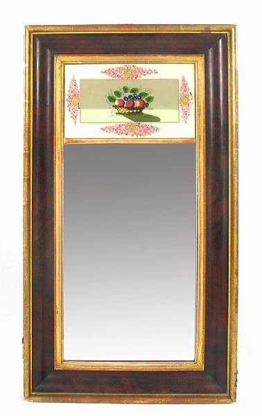 Appraisal: A mahogany ogee mirror th century with eglomise panel height