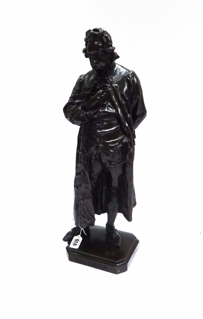 Appraisal: An Italian bronze statuette of Cesare Beccaria circa after Guissepe