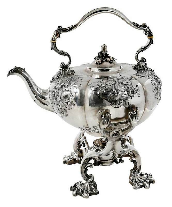 Appraisal: English Silver Hot Water Kettle Paul Storr London round scalloped