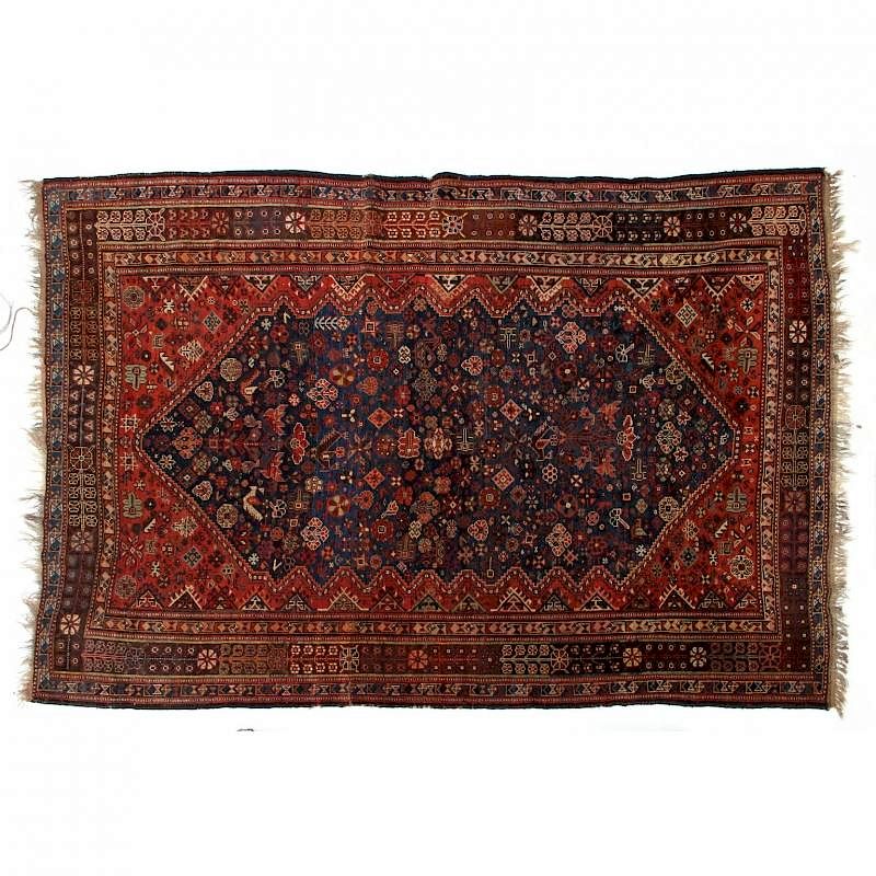 Appraisal: Persian Qashqai Rug circa s wool foundation center blue medallion