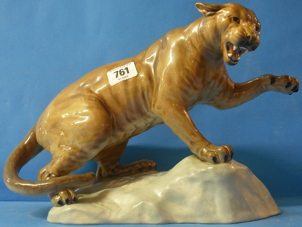 Appraisal: Beswick Large Brown Puma on Rock