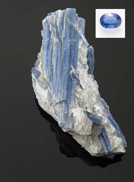 Appraisal: Kyanite Rough and Cut Consisting of a cluster of long