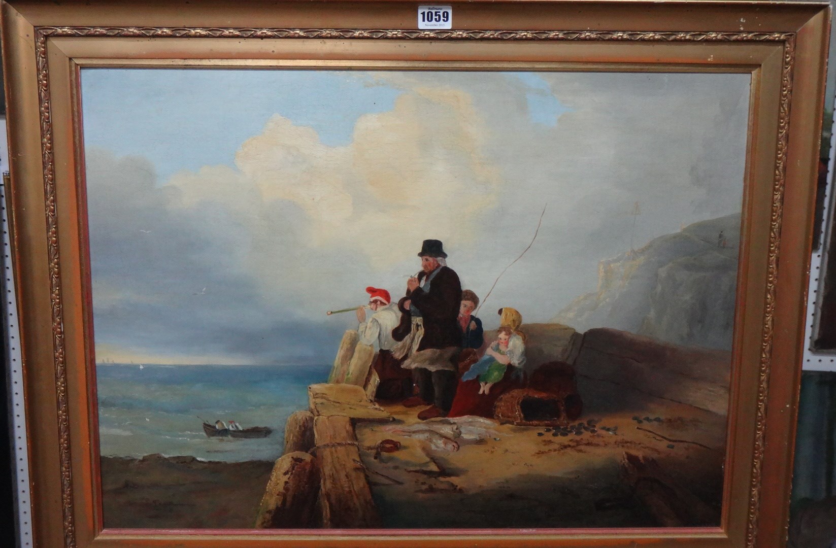 Appraisal: Manner of William Shayer Fisherfolk on the shore oil on