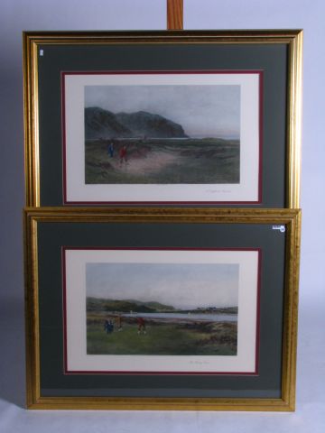 Appraisal: Pair of framed decorator English golf prints The Putting Green