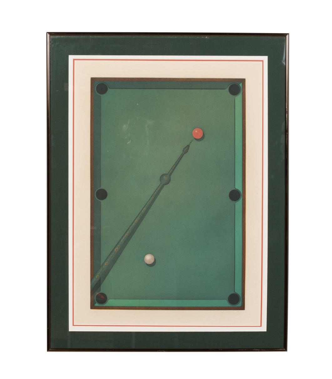 Appraisal: SNAKE'S REVENGE POOL TABLE ETCHING American or English School Snake's