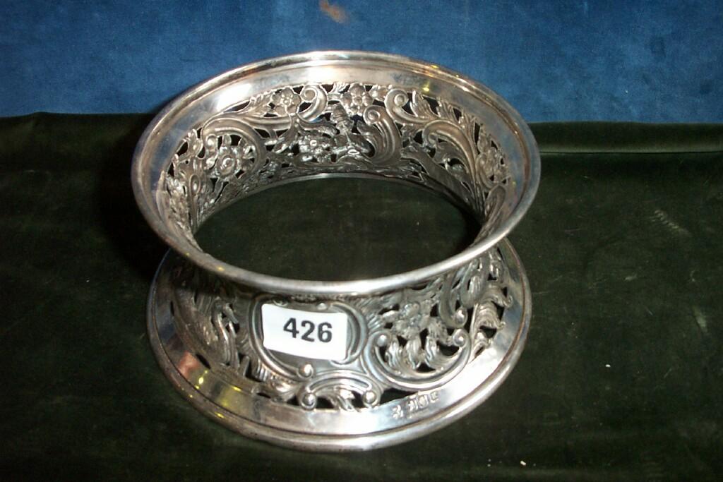 Appraisal: A Irish silver dish ring with pierced and embossed acanthus